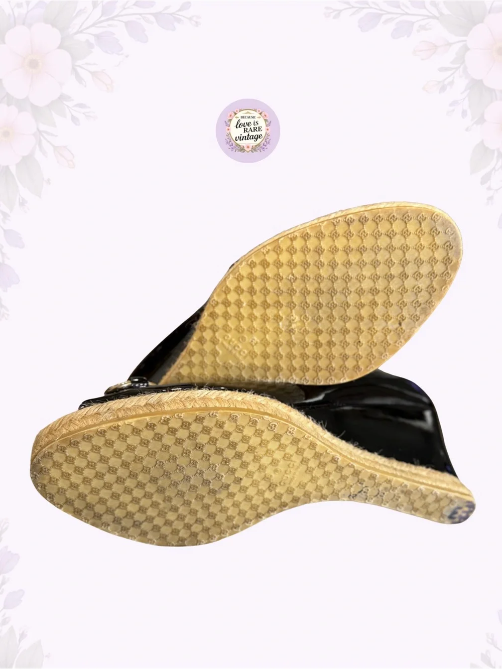 Vintage Gucci Horsebit Espadrille Wedges • Y2K Black Patent Leather Platforms